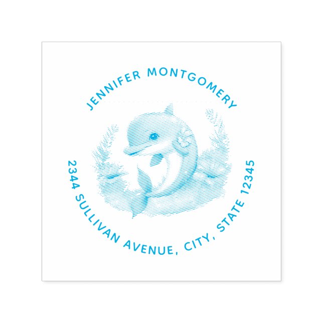 Cute Dolphin Sea Creature Address Self-inking Stamp (Design)