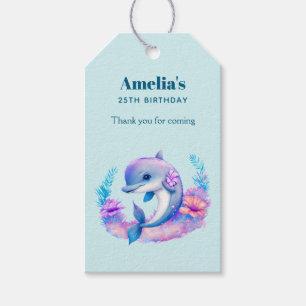 Cute Dolphin Sea Creature Birthday Thank You Gift Tags