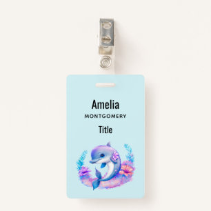 Cute Dolphin Sea Creature ID Badge