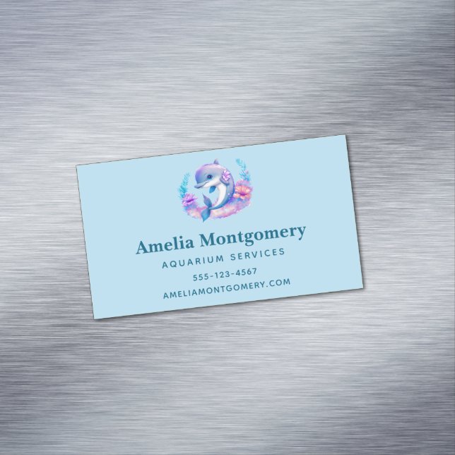 Cute Dolphin Sea Creature Magnetic Business Card (In Situ)