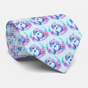 Cute Dolphin Sea Creature Pattern Tie