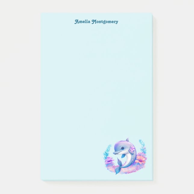Cute Dolphin Sea Creature Post-it Notes (Front)
