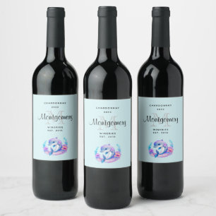 Cute Dolphin Sea Creature Wine Making Wine Label