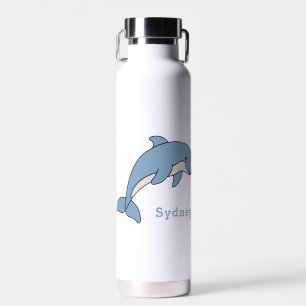 Cute Dolphin Unique Boy Personalised Custom Name Water Bottle