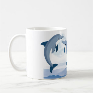 Cute Dolphin Watercolor Mug Ocean Animal Ceramic
