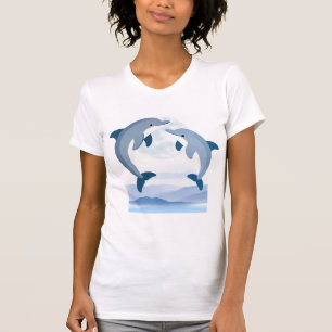 Cute Dolphin Watercolor Women's T-Shirt Ocean Li