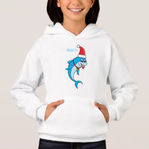 Cute dolphin with Santa hat cartoon