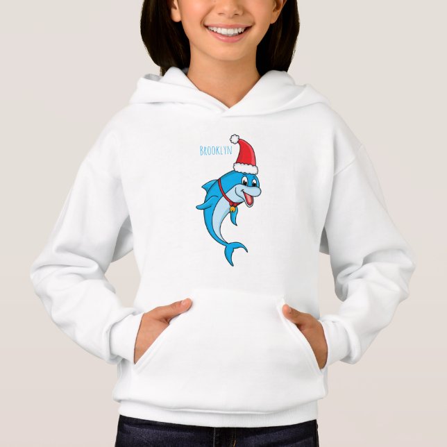 Cute dolphin with Santa hat cartoon (Front)