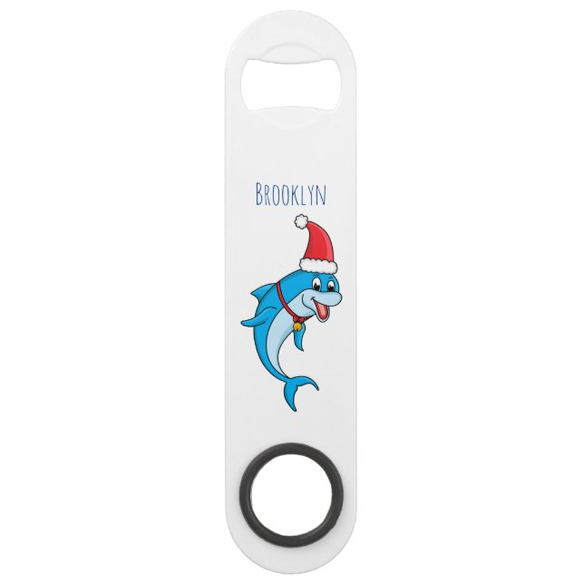 Cute dolphin with Santa hat cartoon (Front)