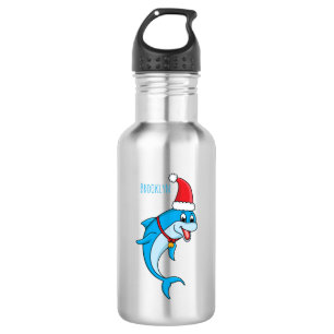 Cute dolphin with Santa hat cartoon 532 Ml Water Bottle