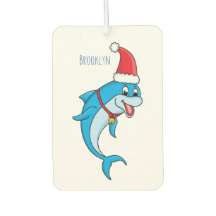 Cute dolphin with Santa hat cartoon Car Air Freshener