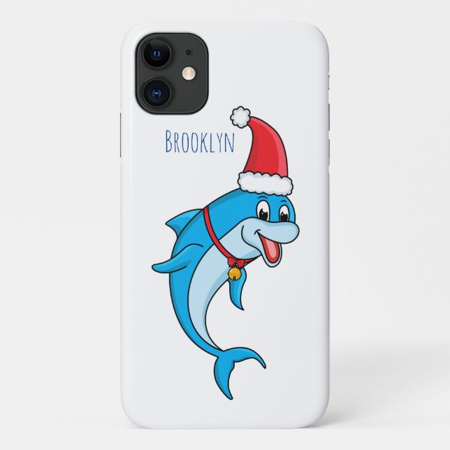 Cute dolphin with Santa hat cartoon Case-Mate iPhone Case (Back)