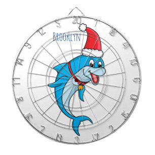 Cute dolphin with Santa hat cartoon Dartboard