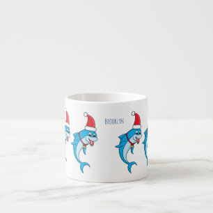 Cute dolphin with Santa hat cartoon Espresso Cup
