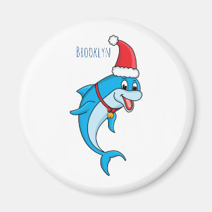 Cute dolphin with Santa hat cartoon Magnet
