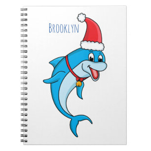 Cute dolphin with Santa hat cartoon Notebook