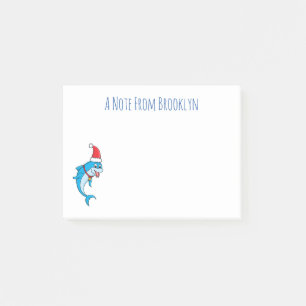 Cute dolphin with Santa hat cartoon Post-it Notes