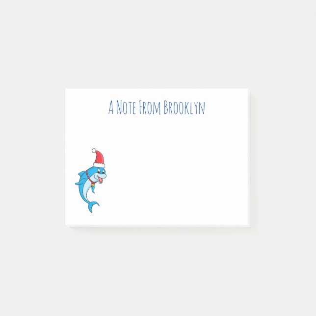 Cute dolphin with Santa hat cartoon Post-it Notes (Front)