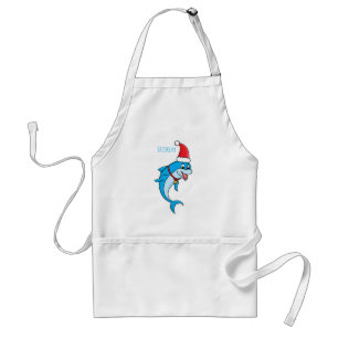 Cute dolphin with Santa hat cartoon Standard Apron