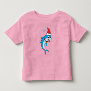 Cute dolphin with Santa hat cartoon Toddler T-Shirt