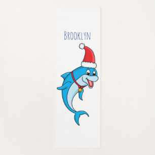 Cute dolphin with Santa hat cartoon Yoga Mat