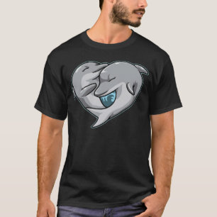 Cute Dolphins Couple Heart Shape Love Animals T-Shirt