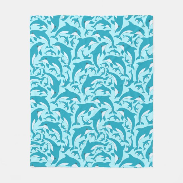 Cute Dolphins Fleece Blanket (Front)