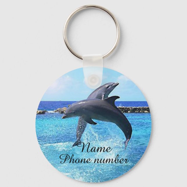 Cute dolphins in the sea key ring (Front)