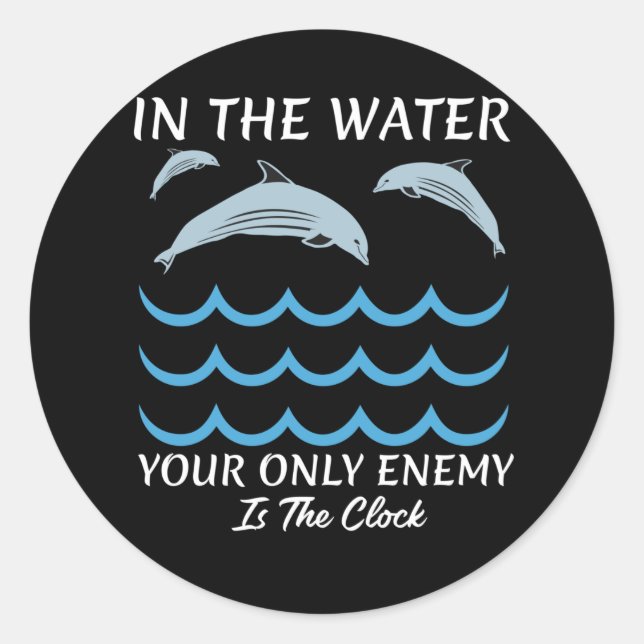 Cute Dolphins In The Water Classic Round Sticker (Front)