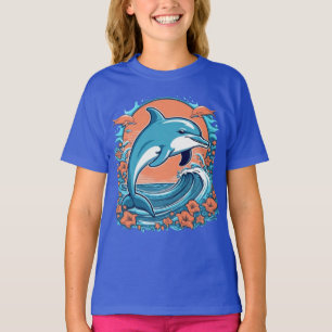 Cute dolphins jumping in the ocean T-Shirt