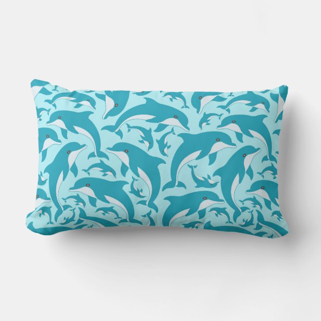 Cute Dolphins Lumbar Cushion (Front)