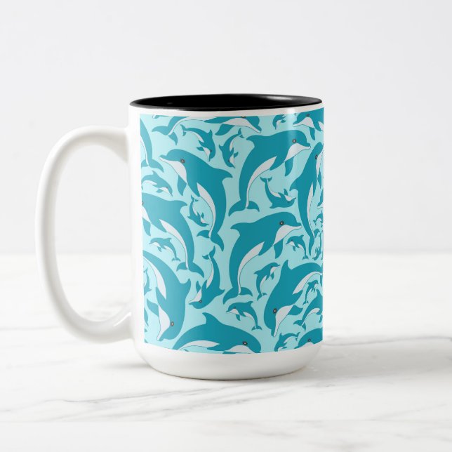 Cute Dolphins Two-Tone Coffee Mug (Left)