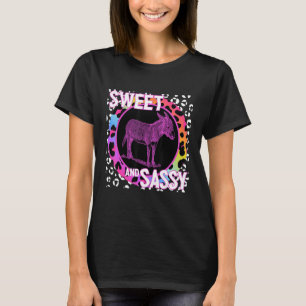 Cute Donkey 90s Nostalgia Rainbow Leopard Print Tr T-Shirt