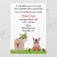 Cute Donkey Baby Shower Invitation for Boys