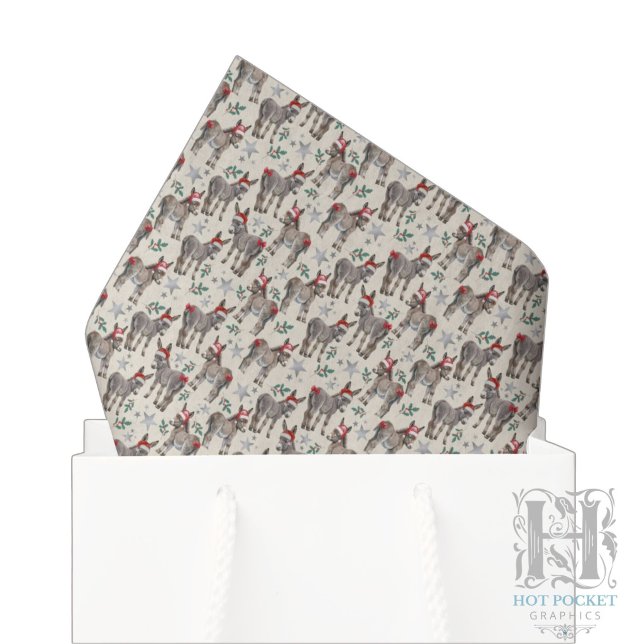 Cute Donkey Christmas Tissue Paper in Cream (Creator Uploaded)