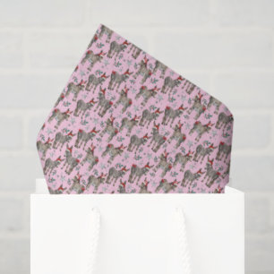 Cute Donkey Christmas Tissue Paper in Pink