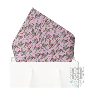 Cute Donkey Christmas Tissue Paper in Pink