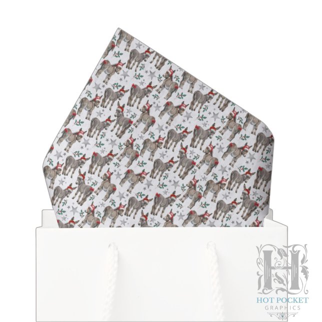 Cute Donkey Christmas Tissue Paper in White (Creator Uploaded)