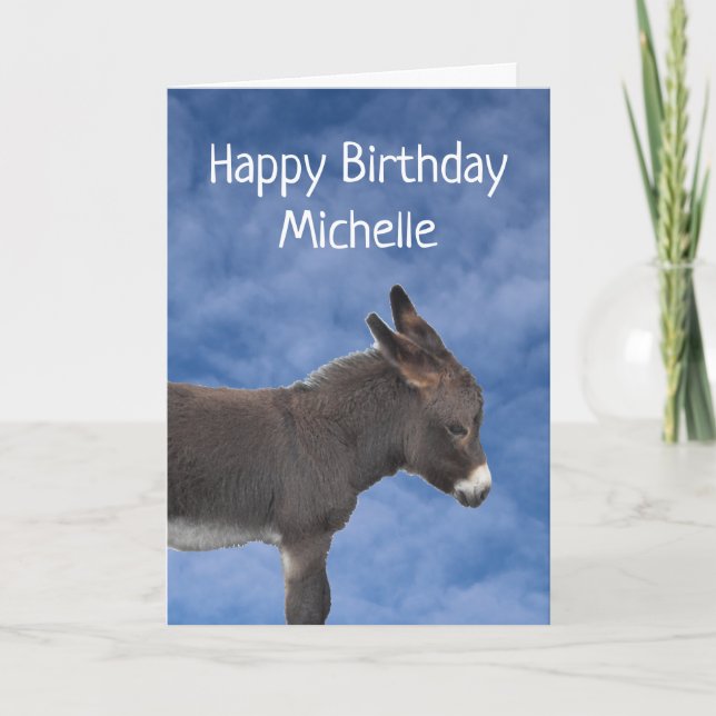 Cute Donkey Foal and Blue Sky Card (Front)