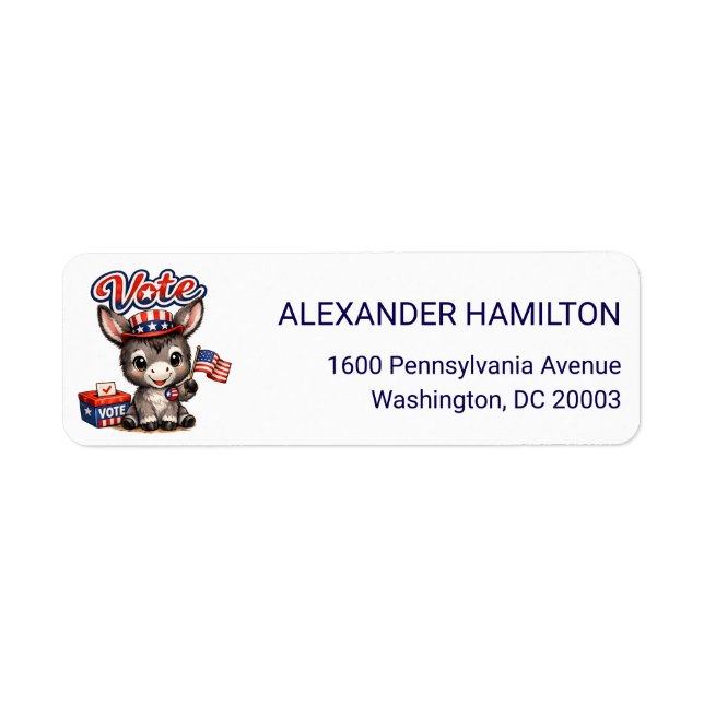 Cute Donkey Patriot Return Address (Front)