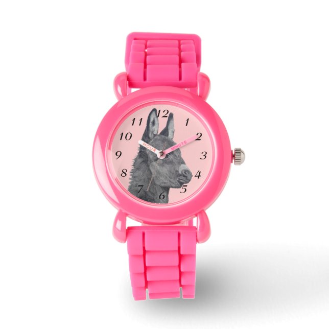 Cute donkey pencil drawing monochrome realist art watch (Front)