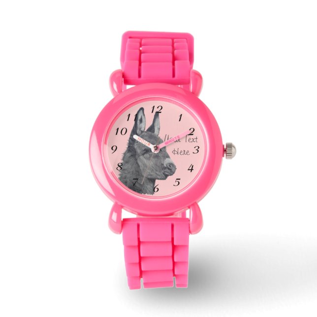 Cute donkey pencil drawing monochrome realist art watch (Front)