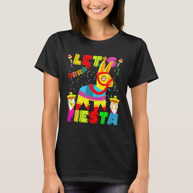 Cute Donkey Pinata Let's Fiesta  Cinco De Mayo Par T-Shirt (Front)