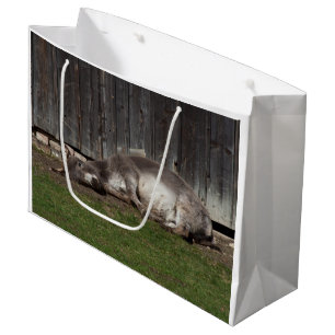 Cute Donkey Resting After A Sand Bath Large Gift Bag