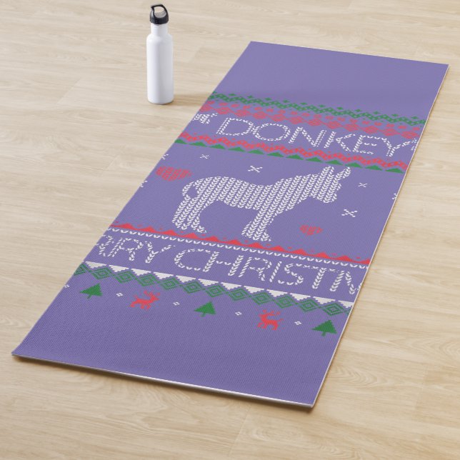 Cute Donkey Ugly Sweater Christmas Holiday Winter Yoga Mat (In Situ)