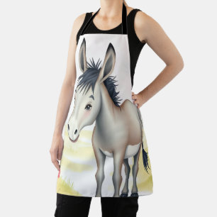 Cute Donkey Watercolor Spring  Apron