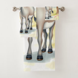 Cute Donkey Watercolor Spring  Bath Towel Set