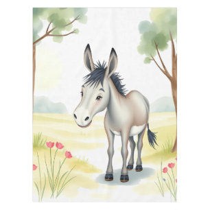 Cute Donkey Watercolor Spring  Tablecloth