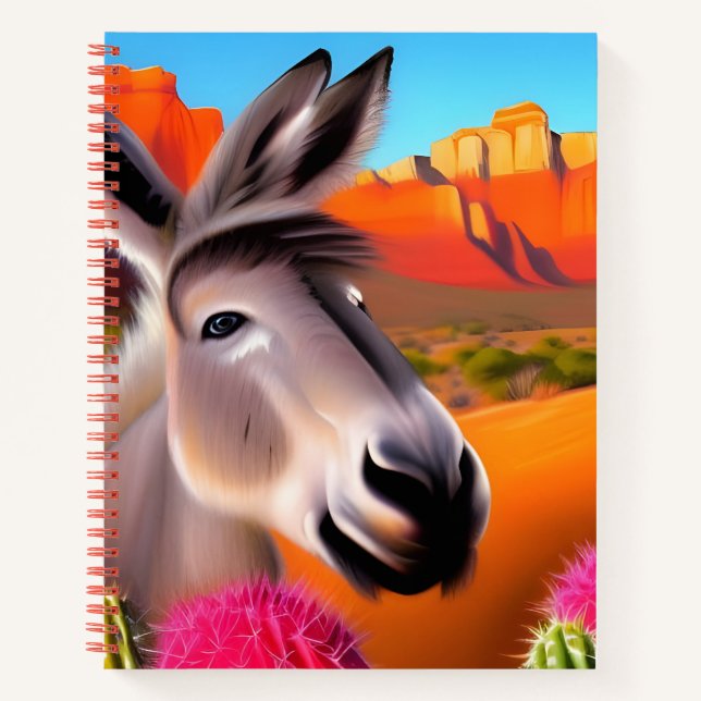  Cute Donkey with flowering cactus Notebook (Front)