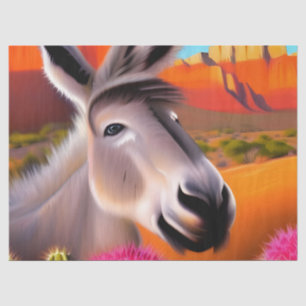 Cute Donkey with flowering cactus   Tissue Paper